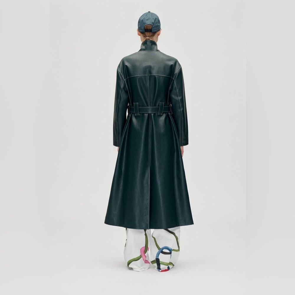 Stine Goya DROPPED SHOULDER HIGH COLLAR COAT - DARK GREEN, size XS - Picture 3 of 16
